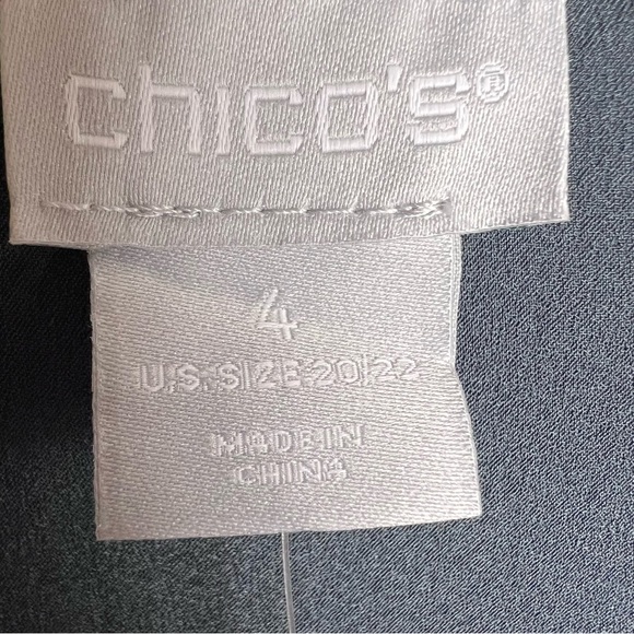 Chico’s Satin Chenille Smocked Blouse Gray Chico’s Size 4 - Picture 13 of 16